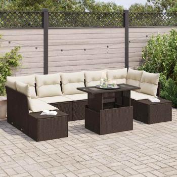 ARDEBO.de - 8 teilige Garten Sofa Set mit Kissen Braunes Poly Rattan