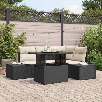 ARDEBO.de - 5-teiliges Garten-Sofa-Set mit Kissen Schwarz Poly-Rattan
