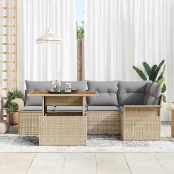 Garten-Sofa-Set mit Kissen 6 pcs Beige und Hellgrau