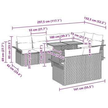 9-teilige Garten-Essgruppe mit Kissen Schwarz Poly Rattan Akazie