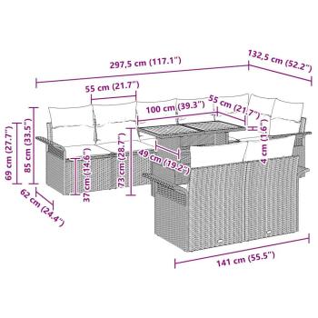9-teilige Garten Esstischgruppe mit Kissen Beige Poly Rattan Akazie