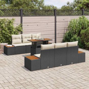 Gartensofa-set 7 Stk. Schwarz und Beige