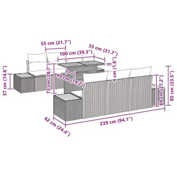 Gartensofa-set 7 Stk. Schwarz und Beige