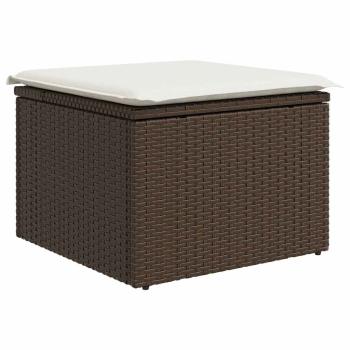 8-teiliges Garten Essset mit Kissen Braun Poly-Rattan