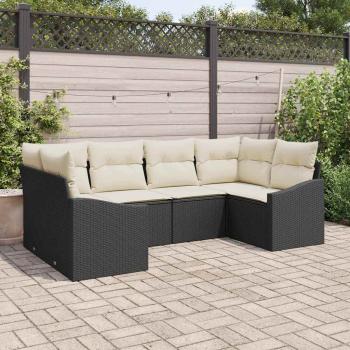 ARDEBO.de - 6-teiliges Garten Sofa Set mit Kissen Schwarz Poly Rattan