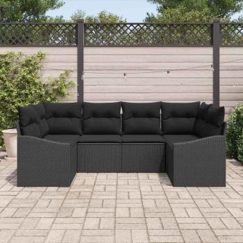 Gartensofa-set 6 stk. Schwarz Poly-Rattan