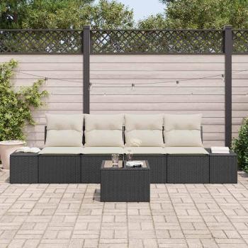 ARDEBO.de - 5-teiliges Garten Sofa Set mit Kissen Schwarz Poly Rattan
