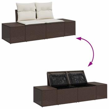 7-teiliges Garten Sofa Set mit Kissen Braun Poly Rattan