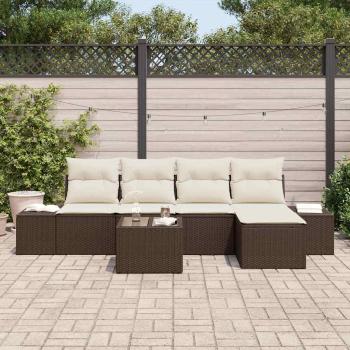 5-teiliges Garten Sofa Set mit Kissen Grau Poly Rattan