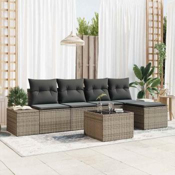 ARDEBO.de - 5-teiliges Garten-Sofa-Set mit Kissen schwarzes Poly-Rattan