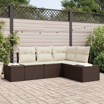 ARDEBO.de - 4-teiliges Garten Sofa Set mit Kissen Braunes Poly Rattan