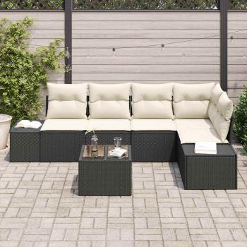 5-teiliges Garten Sofa Set mit Kissen Braun Poly Rattan