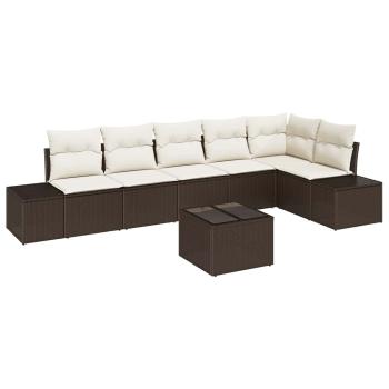6-teiliges Garten Sofa Set mit Kissen Grau Poly Rattan