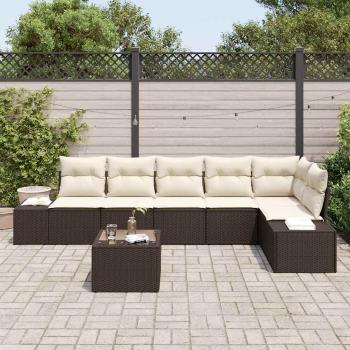 6-teiliges Garten Sofa Set mit Kissen Grau Poly Rattan