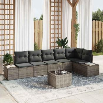ARDEBO.de - 6-teiliges Garten-Sofa-Set mit Kissen Schwarz Poly-Rattan