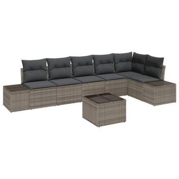 6-teiliges Garten-Sofa-Set mit Kissen Schwarz Poly-Rattan