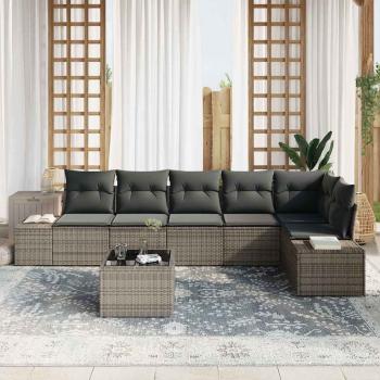 6-teiliges Garten-Sofa-Set mit Kissen Schwarz Poly-Rattan