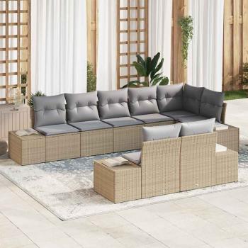 ARDEBO.de - 8-teiliges Garten Sofa Set mit Kissen Beige Poly Rattan