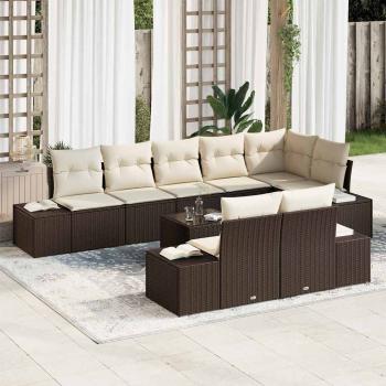 ARDEBO.de - 8-teiliges Gartensofa Set mit Kissen Graues Poly Rattan