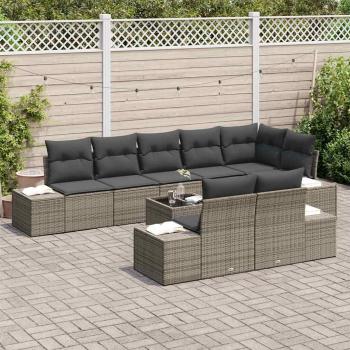Gartensofa-set 9 stk. Grau Poly Rattan