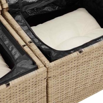 7-teiliges Garten-Sofa-Set mit Kissen Beige Poly Rattan