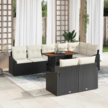 ARDEBO.de - 9-teiliges Garten Sofa Set mit Kissen Schwarz Poly Rattan