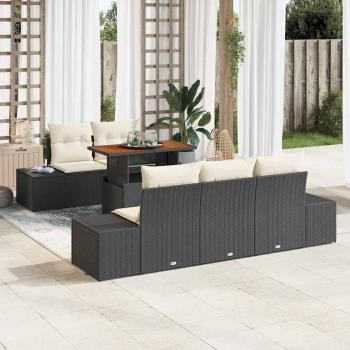 ARDEBO.de - 6-teiliges Garten Sofa Set mit Kissen Brauner Poly Rattan