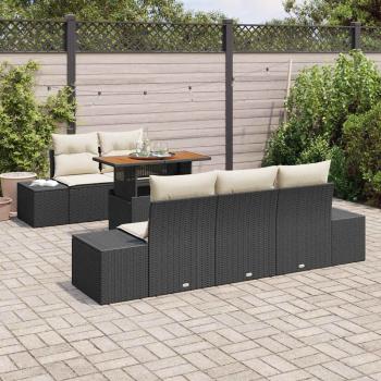 6-teiliges Garten Sofa Set mit Kissen Brauner Poly Rattan