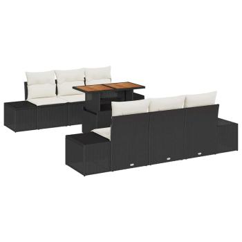 ARDEBO.de - 7-teiliges Garten-Sofa-Set mit Kissen Schwarz Poly-Rattan