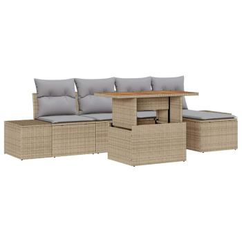 Garten-Sofa-Set 6 stk. Beige Poly Rattan