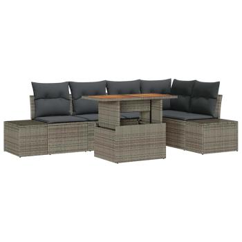 Garten-Sofa-Set 6 stk. Grau Poly Rattan