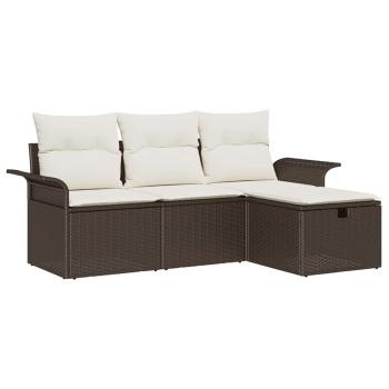 ARDEBO.de - 4-teilige Garten Sofa Set mit Kissen Braun Poly Rattan