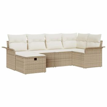 6-teiliges Garten Sofa Set mit Kissen Beige Poly Rattan