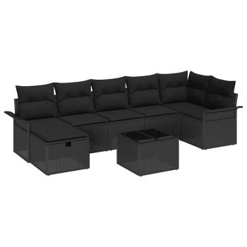 Gartensofa-set 8 Stk. Schwarz Poly-Rattan