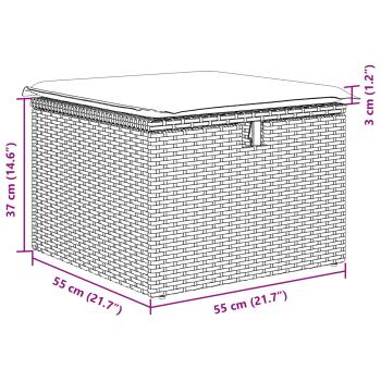 5-teilige Garten Sofa Set mit Kissen Hellgrau Poly Rattan