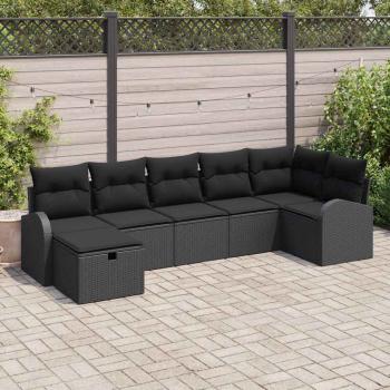 ARDEBO.de - Sofa Set 7 Stk. Schwarz Poly-Rattan
