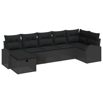 Sofa Set 7 Stk. Schwarz Poly-Rattan
