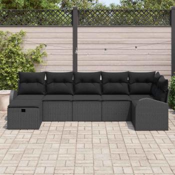 Sofa Set 7 Stk. Schwarz Poly-Rattan