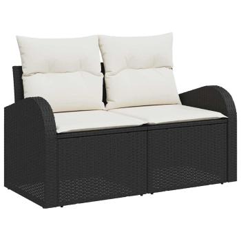 8-teiliges Garten-Sofa-Set mit Kissen Schwarz Poly-Rattan