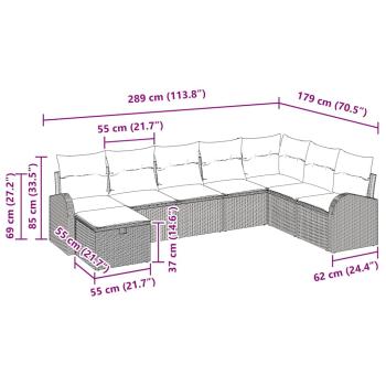 8-teiliges Garten-Sofa-Set mit Kissen in Schwarz Poly-Rattan