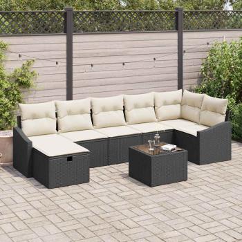 ARDEBO.de - 8-teiliges Garten Sofa Set mit Kissen Schwarz Poly Rattan