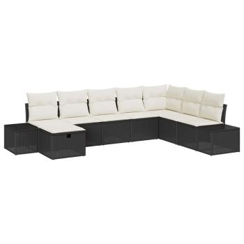 8-teiliges Garten-Sofa-Set mit Kissen Schwarz Poly Rattan