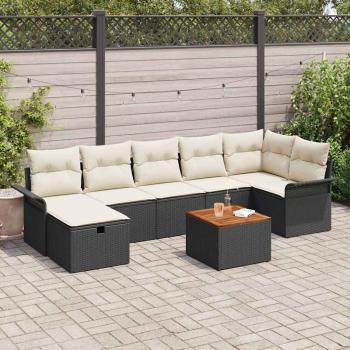 ARDEBO.de - 8-teiliges Garten Sofa Set mit Kissen Schwarz Poly Rattan