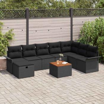 ARDEBO.de - Gartensofa-set 9 Stk. Schwarz Poly-Rattan