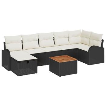 ARDEBO.de - 8-teiliges Garten Sofa Set mit Kissen Schwarz Poly Rattan