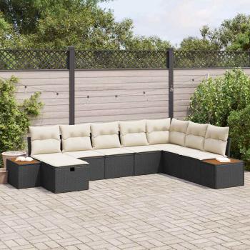 ARDEBO.de - 8-teiliges Garten Sofa Set mit Kissen Schwarz Poly Rattan