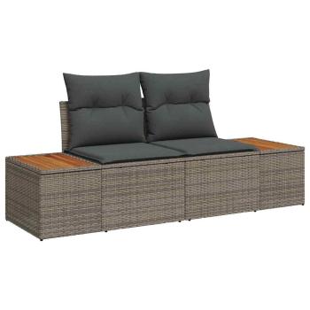 8-teiliges Garten-Sofaset mit Kissen Grau Poly-Rattan