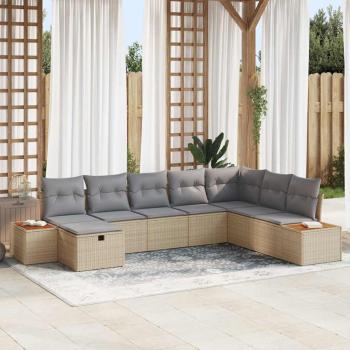 ARDEBO.de - 8-teiliges Garten Sofa Set mit Kissen Beige Poly Rattan