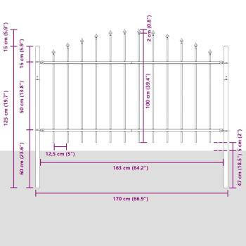 Gartenzaun mit Hoop Top Weiß 10.2x1 m Stahl