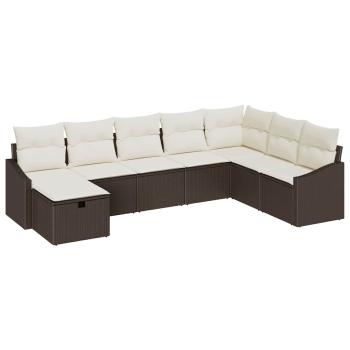 8-teiliges Garten-Sofa-Set mit Kissen Braunes Poly-Rattan